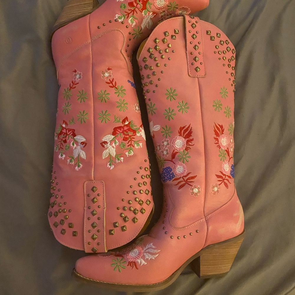 Poppy Pink Dingo cowboy boots size 8.5 - Picture 7 of 11